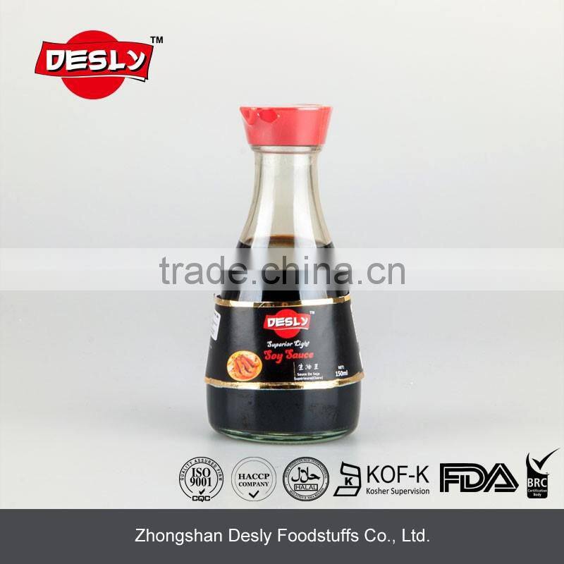 100% Natural brewed premium light soy sauce 150ml table bottle