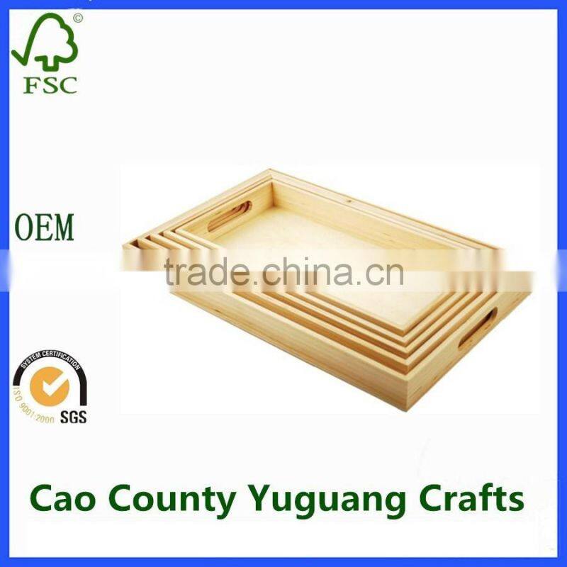 2017 Cheap Design Small Wooden Serving Tray, Solid Wood Food Tray