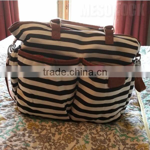 Stylish Canvas Baby Diaper Bag with Changing Pad Diaper Tote Bag