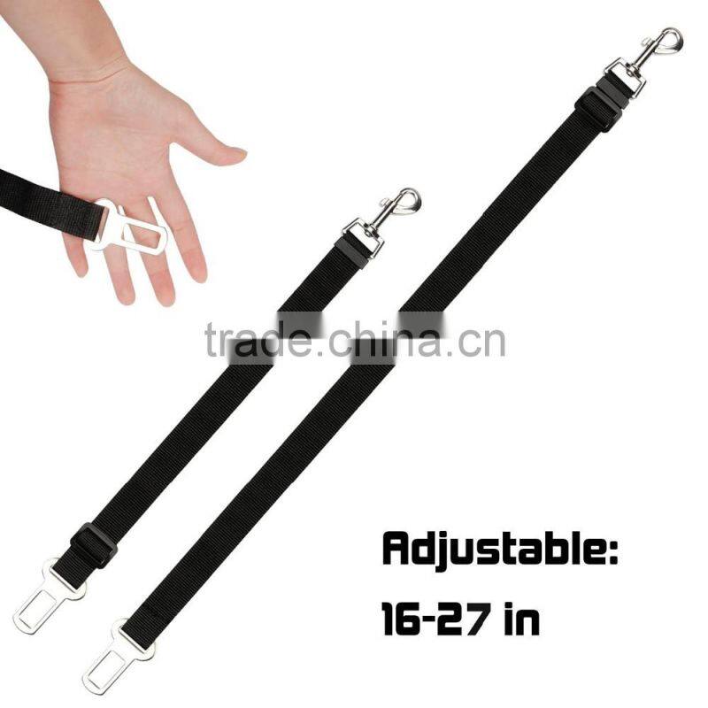 Pet Dog Cat Car Vehicle Seat Belt Safety Harness Nylon Fabric 16-27inch Adjustable Black