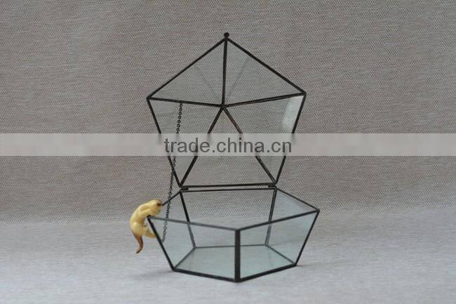 Wholesale geometric glass greenhouse keepsake flower Box jewelry box