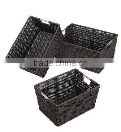 Walnut finish rattan laundry basket wholesale