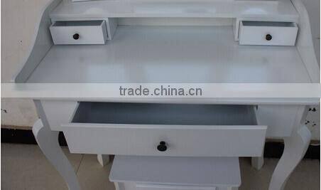 Bedroom Wooden Dresser, Dressing Table Set with Stool and Mirror, Make-up Home Furniture