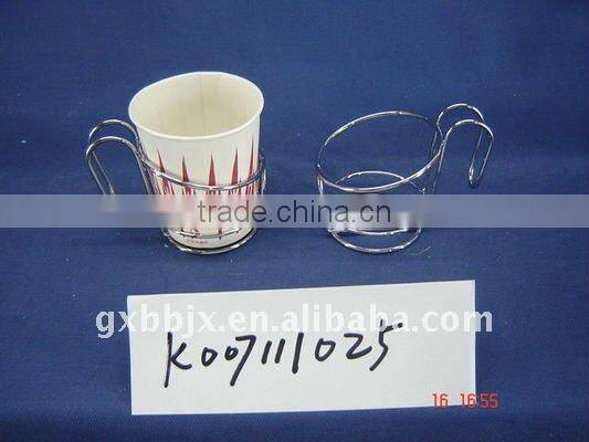 Round silver wire coffee cup holder