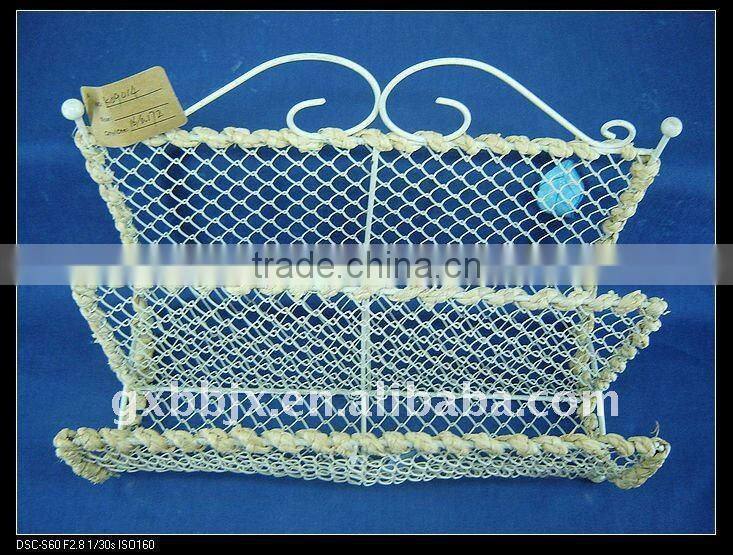 White wire woven magazine&file storage holders&racks