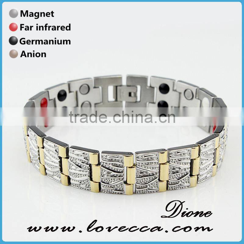 factory wholesale stainless steel mens health bio magnetic energy bracelet