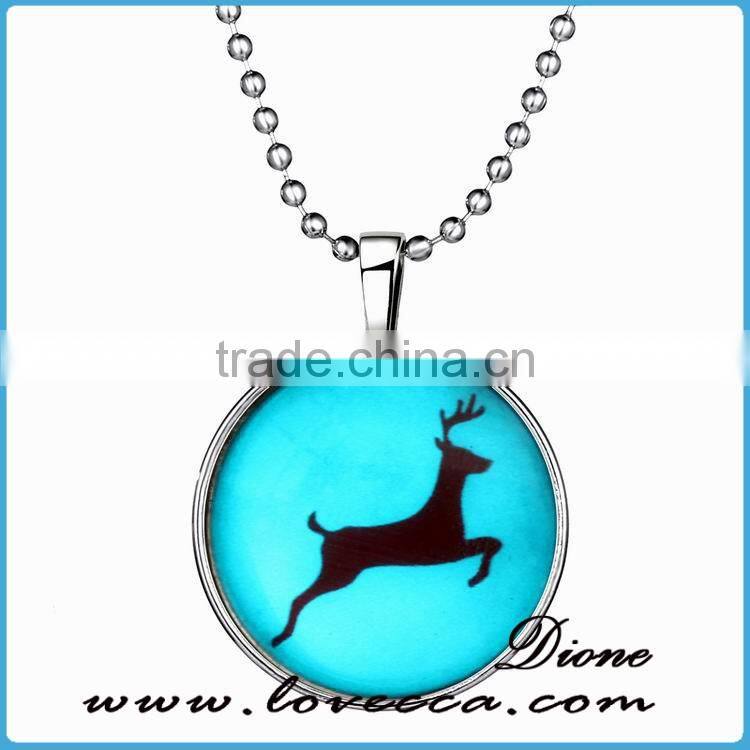 2016 HOT Jewelry Glass Tile Glow design Christmas Ornament Necklace