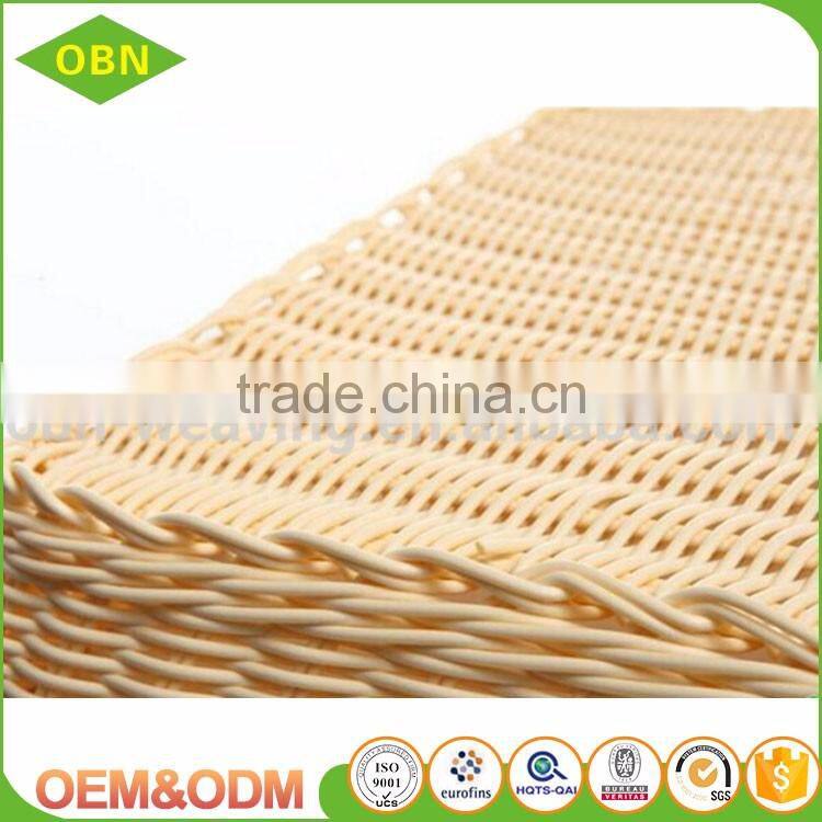 Customized food storage hand woven empty plastic poly rattan bread fruit vegetable display basket