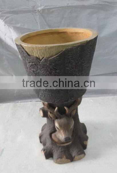 knock-down handmade fiberglass deer balcony flower pots