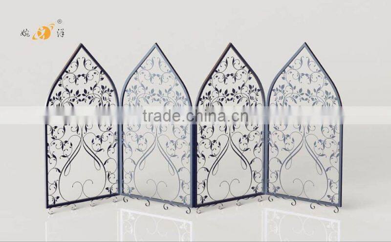 Chinese style living room furniture bird hollow decorative metal folding screen