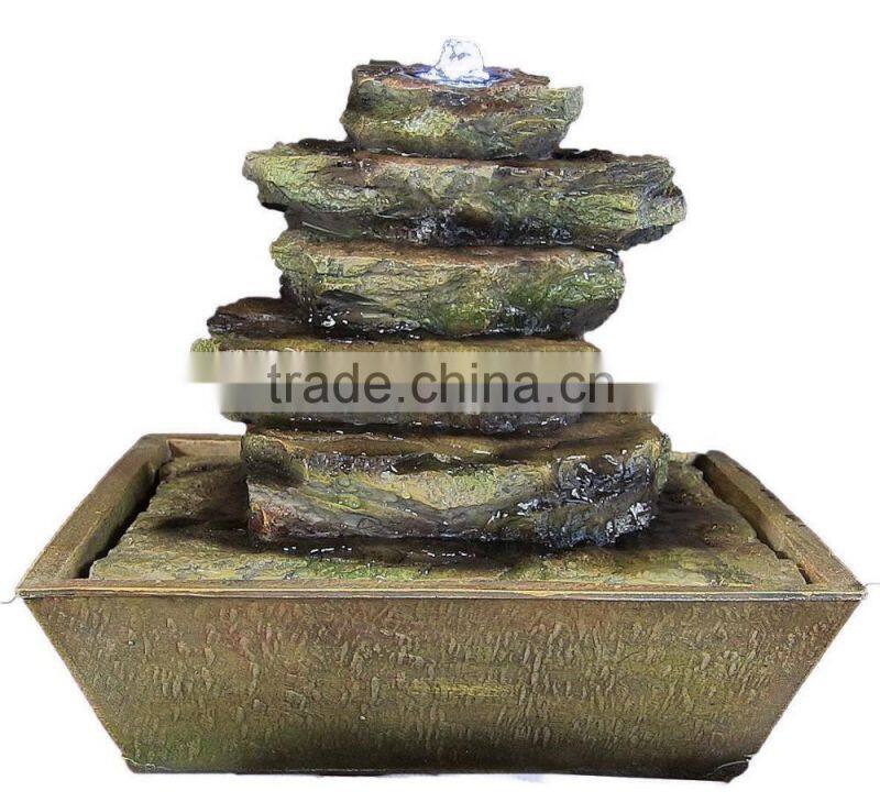Cascading Rocks Tabletop Fountain with LED Lights