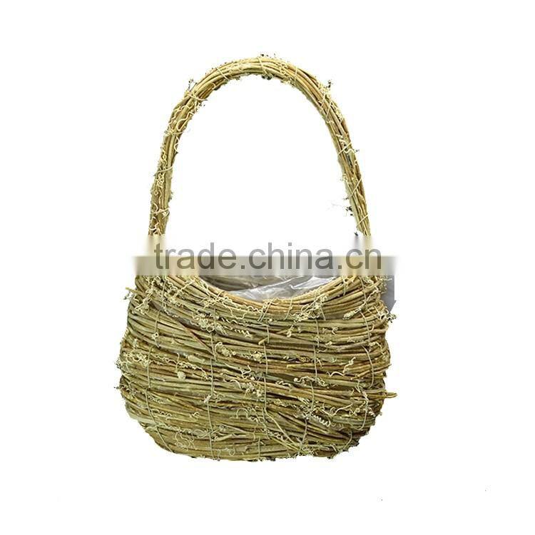 Mini Nature Rattan Basket Garden Planter by Hand-made