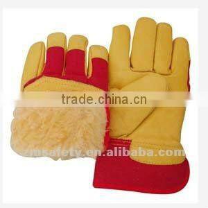 Mens black furniture hide Canadian pattern winter working gloves