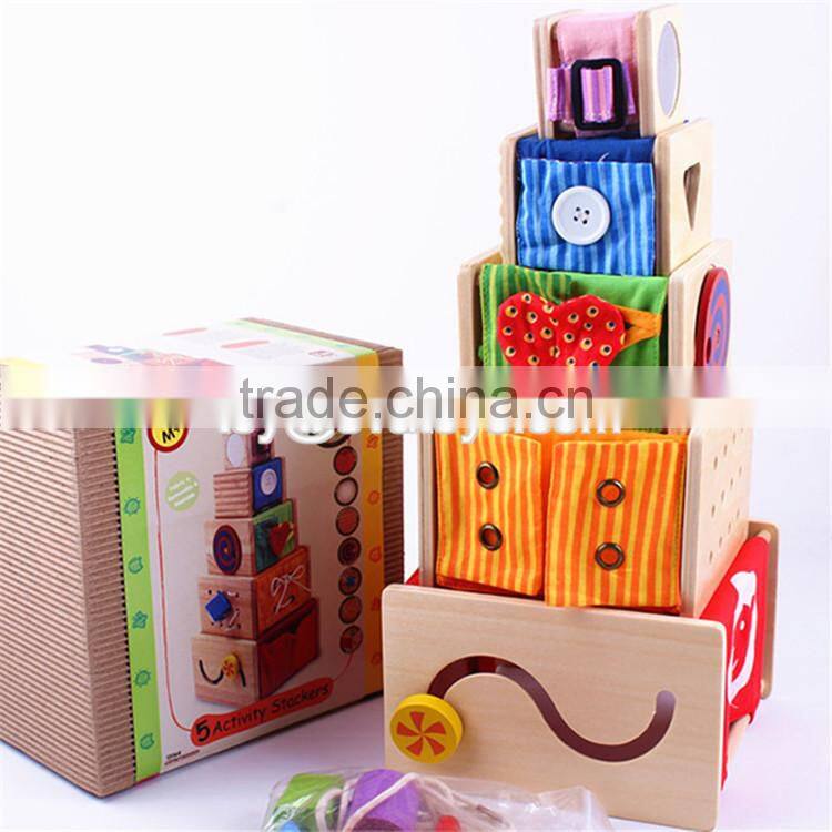 Creative intelligent baby wooden stacking cups W13D079