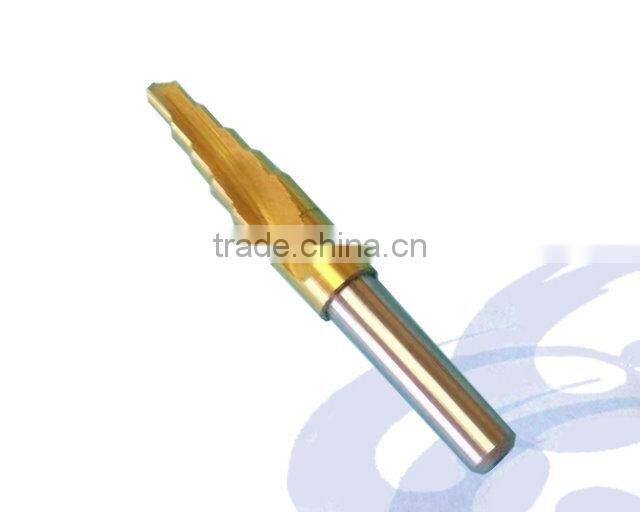 5 Step Titan Coating HSS Step Center Drill Bit for Woodworking Tool