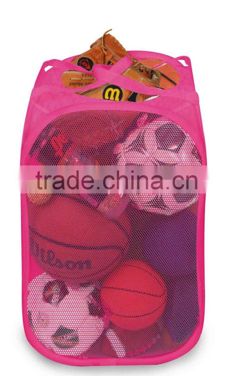 US Market Pop Up Nylon Mesh Bag Basket Bin Folding Laundry Basket