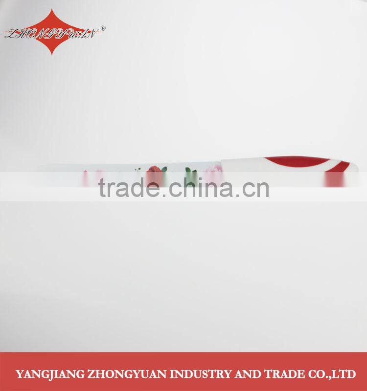 5 pcs set of non-stick coated/colorful rose printing kitchen knives