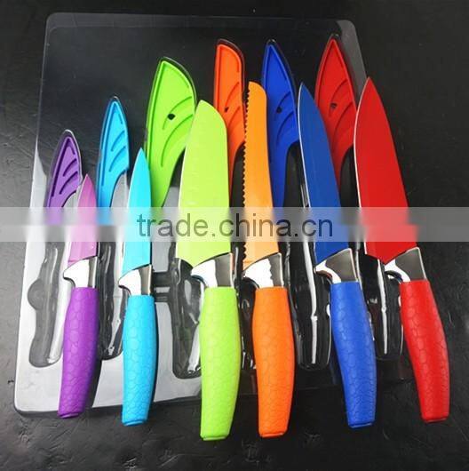 51006 6 pcs non-stick knife set with rubber handle