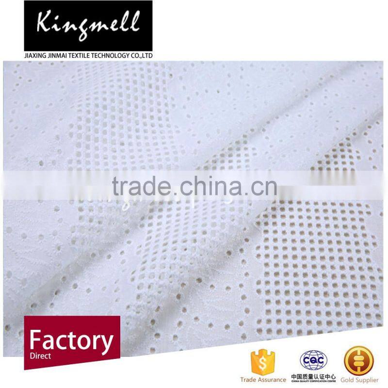 Wholesale organic white cotton fabric with 100% cotton for lady dress