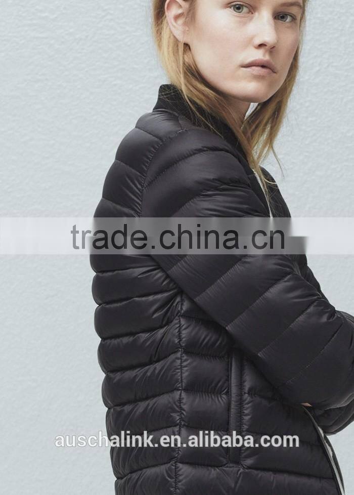outdoor keep warm women black quited feather down winter coat