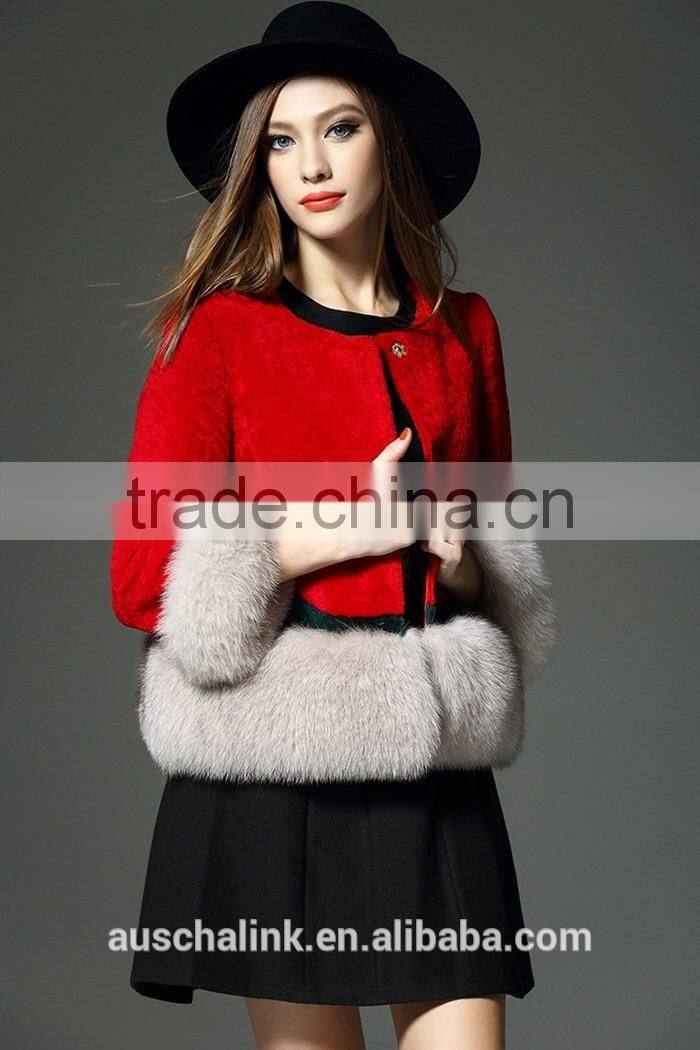 intalian style winter women round neck noble real fox fur coats