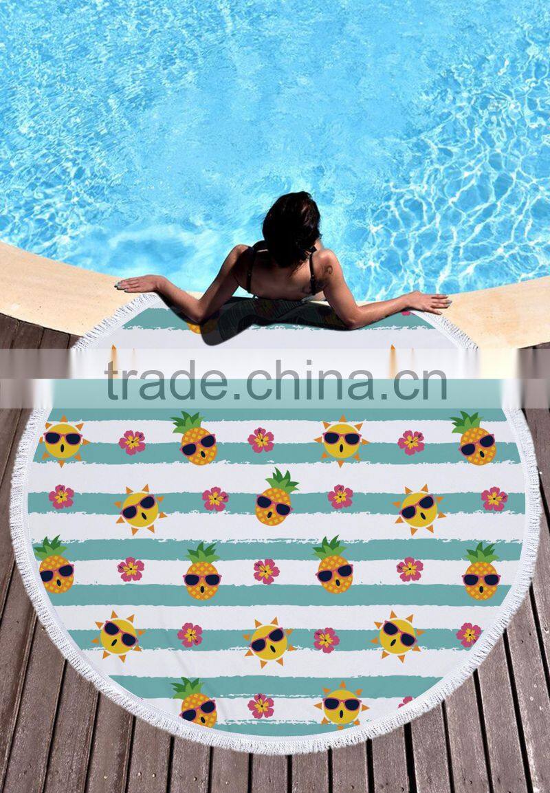 custom printed good quality round towel printed Many color round beach towel