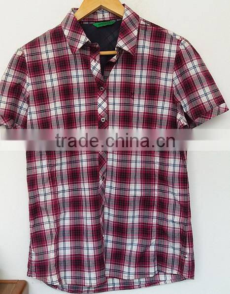 2016 handsome men's red and white grid cool shirts for summer