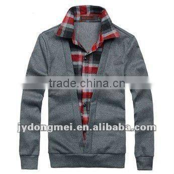 fashion fake two piece men's long sleeve cotton pullover sweater