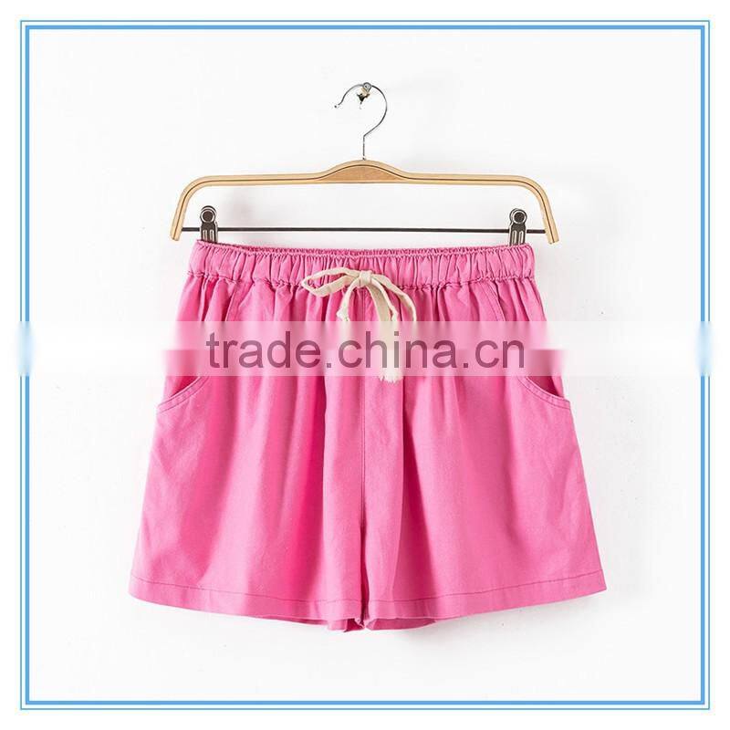 Wholesale Women Summer Beach Girl Cotton Linen Shorts 15 Colors Plus Size