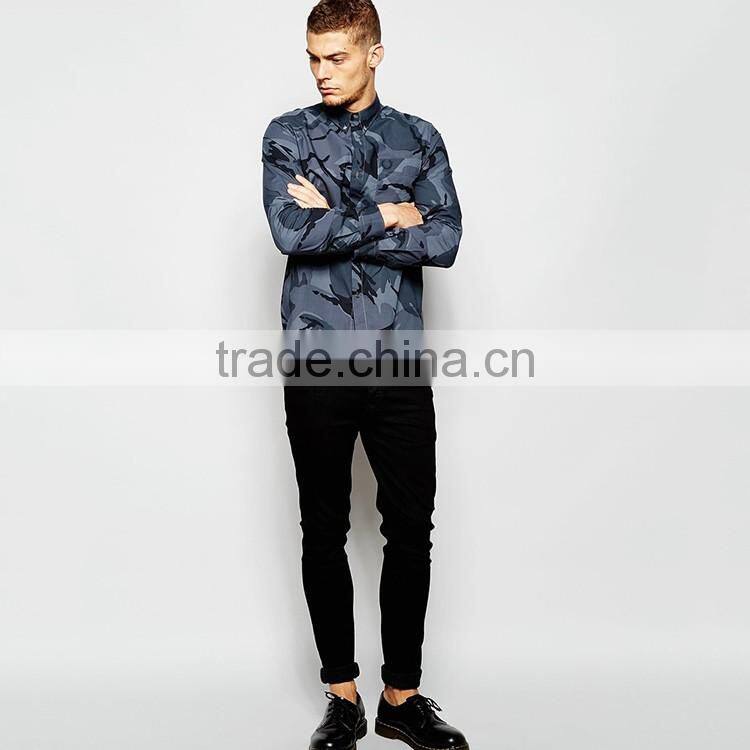 Mens Cheap Flannel Shirt Wreath Shirt with Camo Print