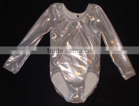 long sleeve gymnastics leotards in any color fabric- Pink Twinkle Pictured