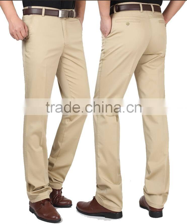 Men's Anti-wrinkle Flat-Front Slim Fit Long Chino Pant