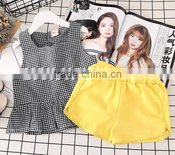 Stylish Baby Girl Clothes Gingham Shirt And Shorts Matching Clothing Set Outfit