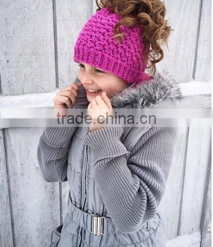 Hot Sale Crochet Running Messy Bun Beanie Hat