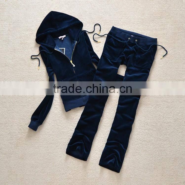 custom design sports training set woman athletic dress women's winter velvet sports track suit