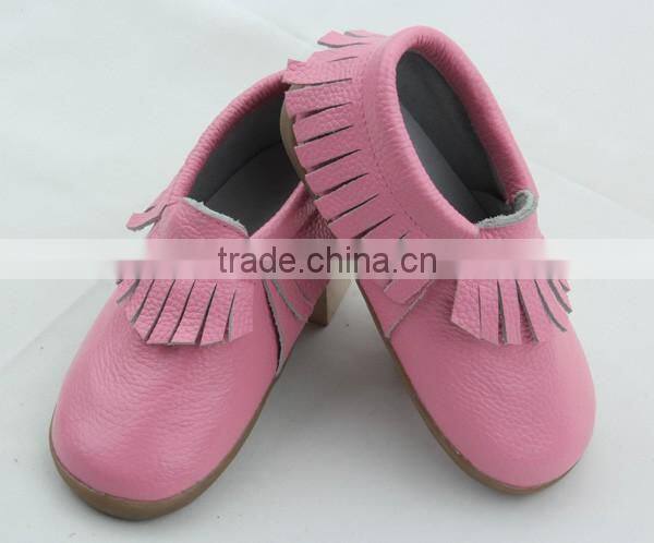 Wholesale durable fashion hard sole toddler baby handmade leather shoes