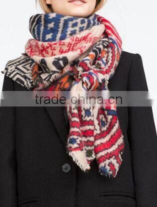 EY0848S Handmade Scarf Fashion Women Twill Scarf Printed Wool Scarf