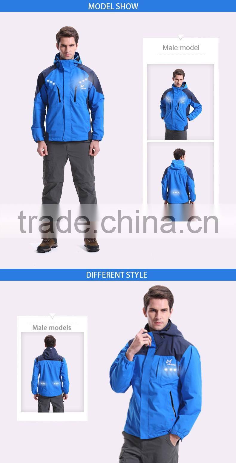 LED hi vis waterproof nylon hooded wholesale windbreaker jackets