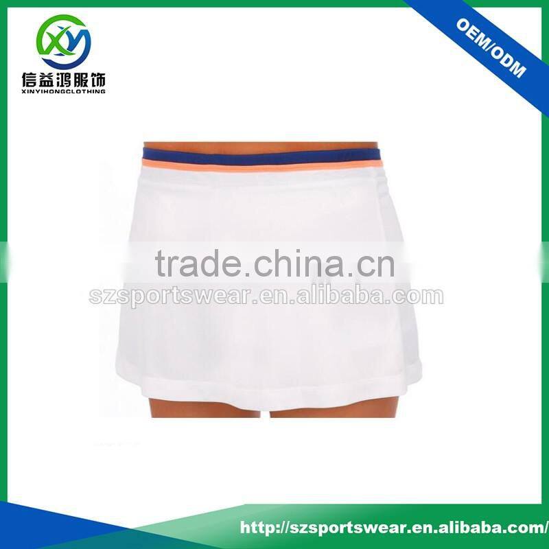 OEM Service white color contrast waist A-lin lady tennis skort