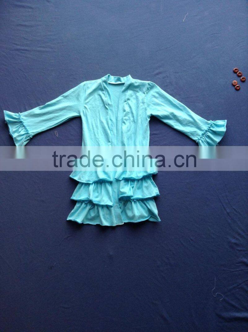 New Design For Cardigan 3/4 Ruffle Sleeve Cotton Cardigan For Baby Girls QL-52