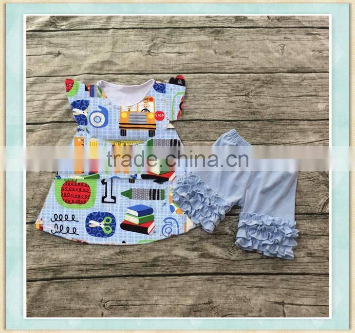2017new arrival fashional wholesale baby girl summer outfit boutique outfit new arrival back to school sets photo design