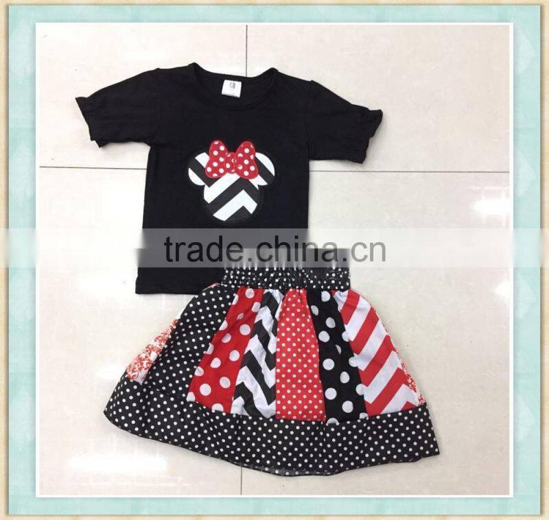Newborn baby girl dresses black t-shirt match tutu dot skirt little kids boutique outfit