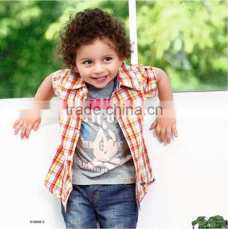 2015 new fashion fake two piece kid's shirt