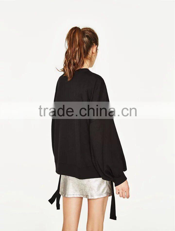 Womens pullover black Buckle cool hoodies Oversized sweatshirts