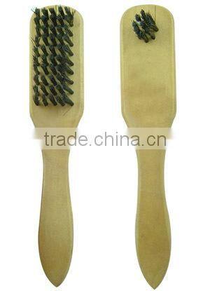 Two side convenient wooden handling plastic hair shoe brush