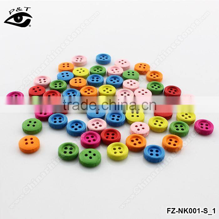 9mm small colorful round wood buttons for clothing craft decorations
