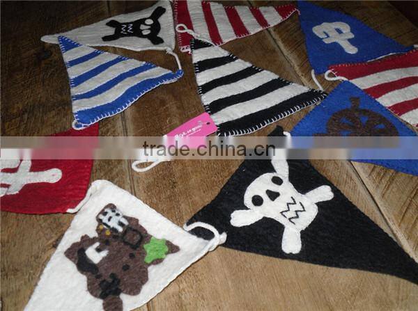 Felt So Good Jolly Roger Pirate Bunting, Nautical Garland Sea Ship Bunting