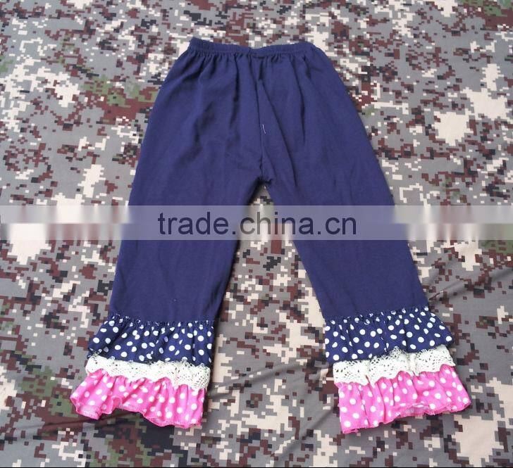 chirden's spring autumn casual ruffled striped pants floral cotton soft two layers legging pants