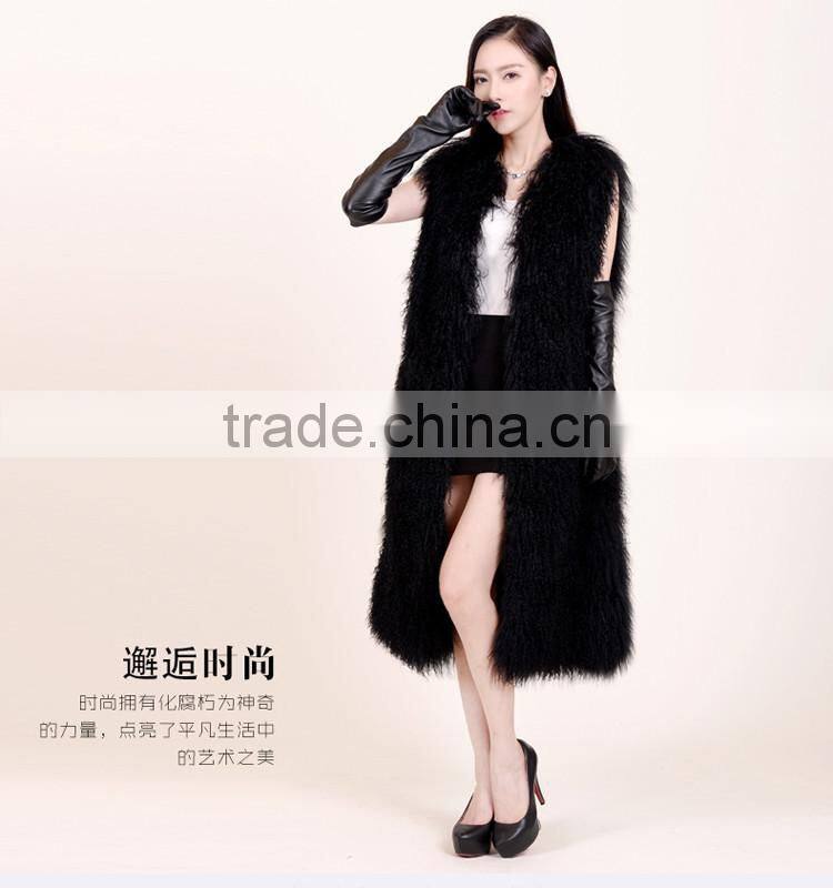 SJ226-02 Black New Arrival 2016 Real Fur Outwear Fur Coat Women