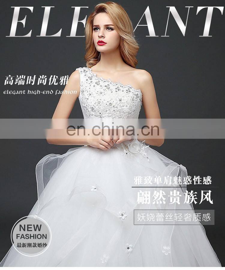 HS1631 2017 China Sexy Real Photos One shoulder Wedding Bridal Dress Vestidos